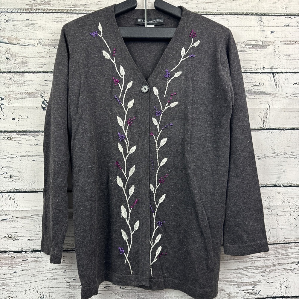 The J. Peterman Co. Women's Long Cardigan‎ Sweater One Button [Size Small]